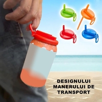 Capac Anti Varsare pentru Doze, Flippy, Model cu Pai Transparent, Reutilizabil, din Plastic, cu Maner Transportabil, 5.4 cm, Rozov