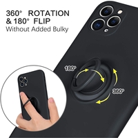 Husa protectie Vafy compatibila cu Apple iPhone 11 Pro Max Liquid Silicone Ring cu suport rotativ Negru