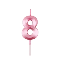Lumanare Cifra 8, Flippy, Model Diamond, 5 x 3.4 cm, Roz