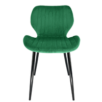 Set 2 scaune tapitate, din velur, picioare metalice, maxim 125 kg, 44x52x77 cm, verde