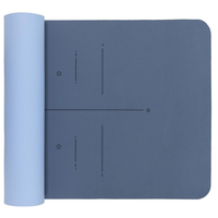 Saltea yoga antiderapanta din TPE, 183x61x0.6 cm, cu curea transport, albastru
