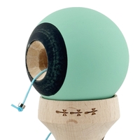 Kendama X Originala, Profesionala, Flippy, Rubber Grip, Cupe Mari KING SIZE V3, Gaura in Baza, Rulment Metalic, din lemn 18 cm, Ata 62/65 cm, Bicolor Turcoaz/Albastru inchis