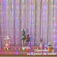 Instalatie Craciun Yoto, Tip Plasa, 1.2 m x 1.2 m, 80 LED-uri, Prelungitor 1.5 m, 8 Jocuri de Lumini, Interconectabila, Fir transparent, Interior/Exterior, Multicolor