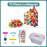 Piese Magnetice pentru Copii, Flippy, Set din 72 de Piese de diferite Culori, Constructor Magnetic cu Posibilitatea de a Construii forme Nelimitate, Multicolor