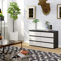 Comoda cu 6 sertare, PAL laminat, 100x35x57 cm, gri si alb