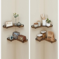 VASAGLE Set de 2 rafturi plutitoare de colt in forma de L, stil industrial, 40x29x14cm, maro rustic și negru