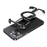 Husa MagSafe Metalica Compatibila cu iPhone 15 Pro, Vafy, Clear Case, Aliaj de Aluminiu, cu Magnet, fara Rama, Antisoc, Antizgariere, Incarcare Wireless, Negru Metalizat