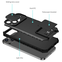 Husa Defender cu Stand pentru iPhone 11 Pro, Negru, Suport reglabil, Antisoc, Protectie glisanta pentru camera, Vafy