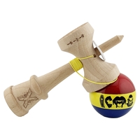 Kendama X Originala, Profesionala, Flippy, Tricolor Edition Vampir Dracula, Super Sticky cu Cupe Mari KING SIZE V3, Rulment Metalic si Gaura in Baza, din Lemn 18 cm, Ata 62/65 cm, Multicolor