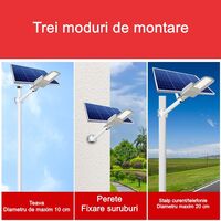 Lampa solara stradala Flippy, IP65, senzor de lumina, 60 LED-uri SMD, 2250 lm, panou 25W, putere 200W, autonomie 12-16 ore, telecomanda, montare prin fixare, pentru strada sau gradina, finisaj mat, material ABS, 51.5 x 21 x 7.5, gri