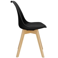 Set 4 scaune dining Verdhe pentru bucatarie cu perna tapitata cu piele ecologica, 44x82cm, negru
