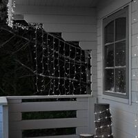 Instalatie Craciun, Tip Perdea, IP44, 11 m x 1 m, 660 LED-uri, Alb rece, 8 jocuri de lumini, Transformator cu telecomanda, Interconectabila, Prelungitor 3 m inclus, Fir transparent, Interior/ Exterior, Vafy