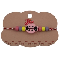 Martisor Bratara Multicolora pentru Copii, Jolie, din Lemn si Textil, Model Buburuza
