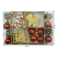 Set de 24 ornamente de brad, Flippy, de tip Glob, Multicolor, din polistiren, cu finisaj sclipitor , cutie 3 cm adancime x 20 cm lungime x 14 cm inaltime