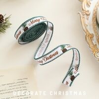 Panglica Decorativa cu Tematica de Craciun, Flippy, Set din 4 bucat + 1 Rulon Ata Maro, Panglica pentru Cadou de Craciun Brad si Decor, 2 M per bucata, Model Brad, Alb Verde