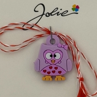 Martisor pentru Copii, Jolie, Material Cauciuc, Ambalaj Carton cu Design, Multicolor, Model Bufnita