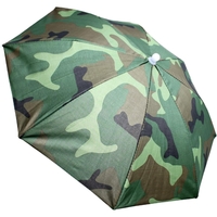Umbrela de Cap, Flippy, Diametru 69 cm, Snur Reglabil de Cap, Protectie UV/Ploaie, Camuflaj