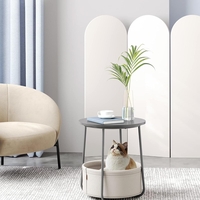 VASAGLE Masuta de cafea rotunda cu cos de stofa, stil modern, 45x50cm, gri