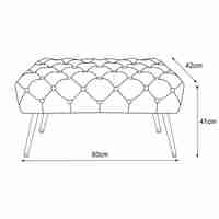 Taburet Madrid, tapitat cu catifea, tip banca, cu picioare metalice, 80x42x41 cm, roz pudra