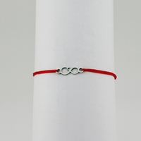 Bratara Martisor pentru Dama, Jolie, Model Infinit, Set 12 bucati, Pandativ Argintiu din Inox cu Snur Rosu Ajustabil