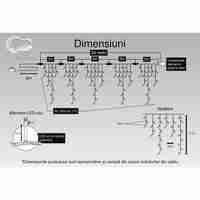 Instalatie Craciun, 25 m, 715 Led-uri ,Franjuri, Alb cald, Flash, Transformator, Interconectabila, Prelungitor 5 m inclus, Fir Alb, Vafy