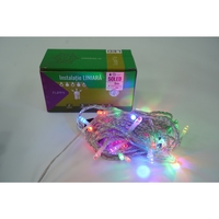 Instalatie Craciun, 5 m, 50 Led-uri ,Liniara, Rosu/Albastru/Rosu/Verde, Flash, Transformator cu telecomanda, Interconectabila, Prelungitor 3 m inclus, Fir Verde, Vafy
