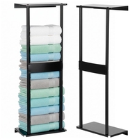 Raft metalic pentru prosoape, structura cu finisaj mat, accesorii montaj incluse, 31x15x77 cm, negru