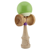 Kendama X Originala, Profesionala, Flippy, Big Cups V2, Super Sticky cu Cupe Mari, din lemn 18 cm, Rulment Metalic cu Ata 55 cm, Verde deschis/Alb