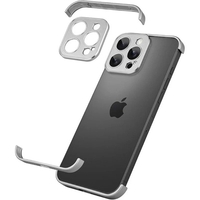 Carcasa de Telefon, Vafy, Compatibila Apple iPhone 17, Fara Rama, doar Colturi si Camera, din Metal, Grosime 0.1 mm, Gri Titanium