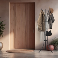 Cuier hol metalic 170 cm, design minimalist, negru
