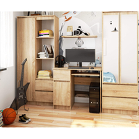 Birou computer PIKSEL, cu sertar, dulap si raft pentru tastatura, stanga, 90x50x77 cm, stejar sonoma