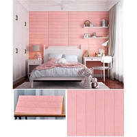 Set 10 Placi Tapet 3D, Vafy, 70 x 70 cm, Grosime 3 mm, din Rasina, Tip Placi de Lemn, Suprafata Acoperita 4.9 mp, Roz Pudrat