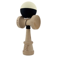 Kendama X Originala, Profesionala, Flippy, Rubber Grip, Cupe Mari KING SIZE V3, Gaura in Baza, Rulment Metalic, din lemn 18 cm, Ata 62/65 cm, Bicolor Galben/Negru