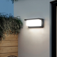 Aplica Solara De Exterior LED Flippy, 13.5 cm x 8 cm, 150 Lumeni 60 LED 18W, IP65, 3 trepte de lumina, Senzor de Lumina, FORMA ARC, Alb Rece