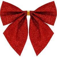 Set 3 ornamente pentru bradul de Craciun, fundita, 11cm, rosu