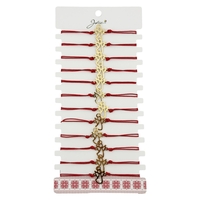 Bratara Martisor pentru Dama, Jolie, Model Ingeras, Set 12 bucati, Pandativ Auriu din Inox cu Snur Rosu Ajustabil