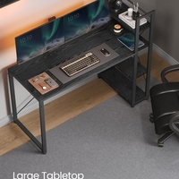 VASAGLE Birou cu raft lateral, montare stanga sau dreapta, industrial, 60x132x119 cm, negru