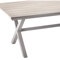 Masa pentru gradina, cadru aluminiu, blat polywood cu aspect de lemn, 180x100x75 cm, bej
