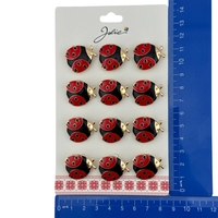 Set 12 Brose Martisor Primavara, Jolie, Model Buburuza, Rosu-Negru