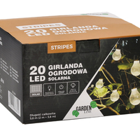 Ghirlanda luminoasa, LED, model Stripes, 20 becuri, 580cm, incarcare solara, lumina alb cald