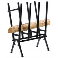 Suport metalic capra pentru taiat lemne, reglabil, pliabil, otel, maxim 200 kg, 81x37x103 cm, negru