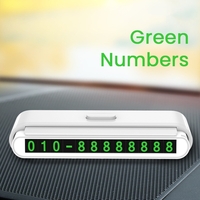 Suport Numar de Telefon pentru Parcare Auto, Flippy, Suport pentru Numarul de telefon, Banda glisanta pentru Ascundere, Banda Adeziva Inclusa, 120 x 48 x 24 mm, Cifre Verzi, Alb