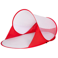 Cort plaja si picnic semi-deschis Sersimo, protectie UV, 200x120x95cm, rosu