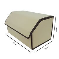 Cutie de Depozitare Auto, Flippy, Organizator Premium Portbagaj, Geanta Multifunctionala din Piele Ecologica, 2 Compartimente Depozitare, Pliabil si Rezistent la Uzura, Bej, 55 x 30 x 30cm