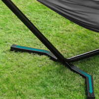 SONGMICS Hamac cu cadru metalic, reglabil la 5 inaltimi, maxim 240 kg, 300x90x95cm, gri