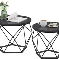 VASAGLE Set de 2 mese de cafea, stil industrial, 50x40cm si 40x36cm, negru