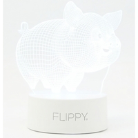 Lampa LED decorativa, Flippy, 3D, Porcusor Gras, din material acril si lumina multicolora, alb