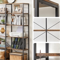 VASAGLE Biblioteca 6 rafturi, cadru metalic, stil industrial, 30x120x170 cm, maro rustic
