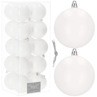 Set globuri de Craciun, 20 bucati, 8cm, alb mat