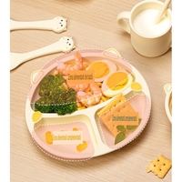 Set 5 Piese Hranire Bebelusi si Copii, Flippy, din Silicon, fara BPA, de la 12 Luni, Model Pisicuta, 28 x 26 x 2 cm, Bej